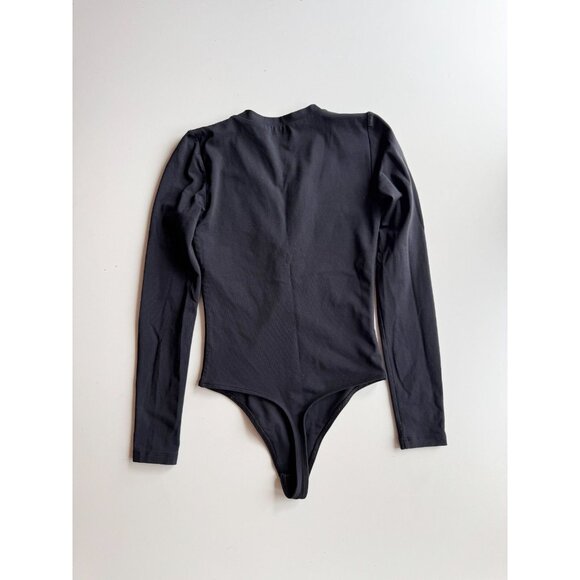 Aritzia BABATON Contour Black Jersey Henley Long Sleeve Bodysuit, Size XS - Picture 4 of 9